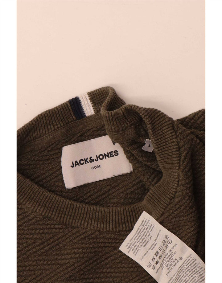 Jack & Jones Herre trøjetrøje med rund hals Stor Khaki Chevron Bomuld