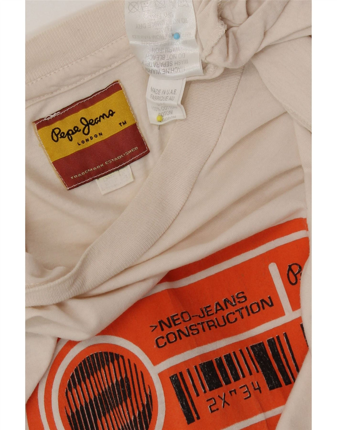 PEPE Jeans Herre grafisk T-shirt Top Medium Off White Bomuld