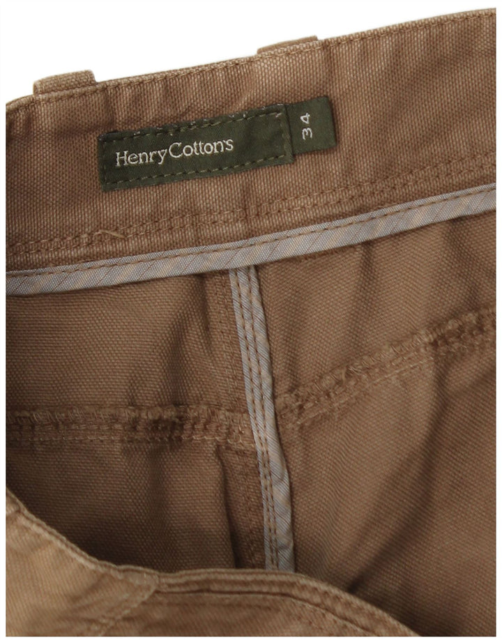 HENRY COTTONS Straight Casual Bukser til mænd W34 L34 Beige Bomuld