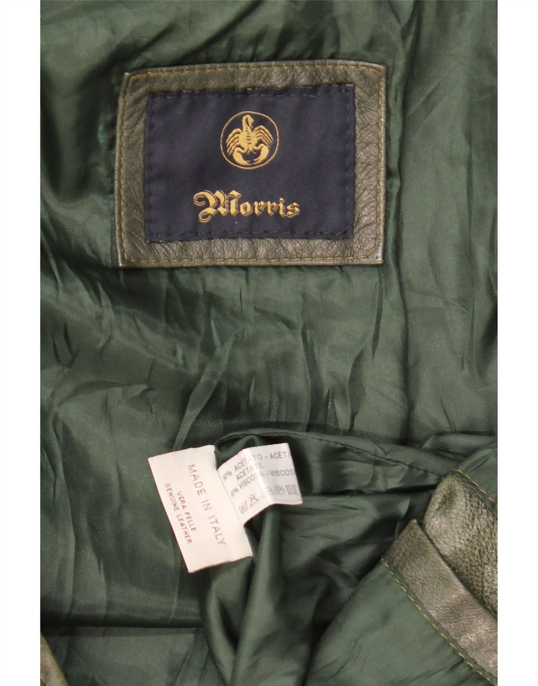Morris Herre Hooded Læderjakke IT 52 XL Grønt Læder