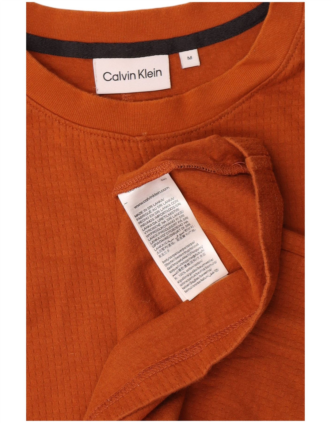 Calvin Klein Herre T-Shirt Top Medium Orange Bomuld