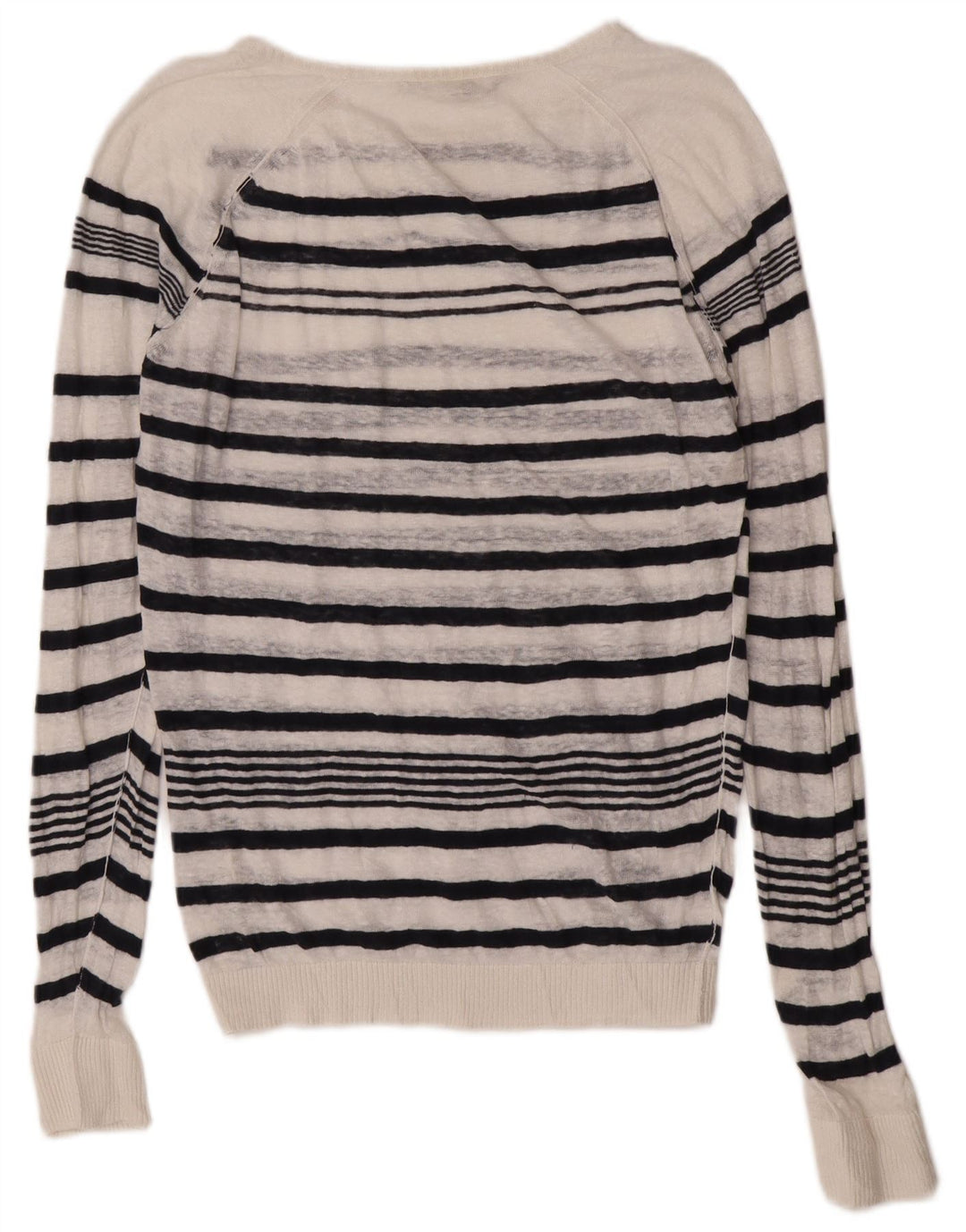 Diesel Dame Boat Neck Jumper Sweater UK 14 Medium Hvid Stribet
