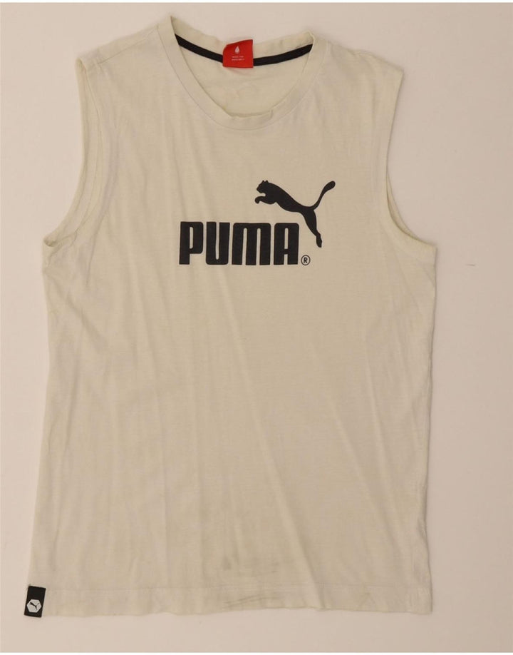 PUMA Mens Regular Fit Graphic Vest Top Small White Cotton Vintage Puma and Second-Hand Puma from Messina Hembry 