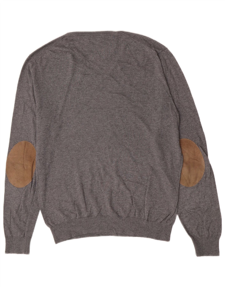 Massimo Dutti Herre V-hals sweater Stor Grå Bomuld Klassisk