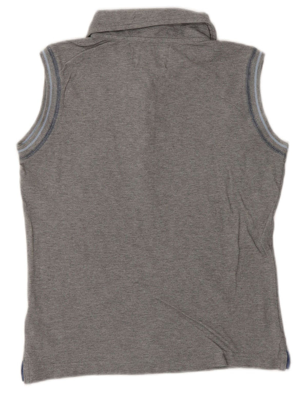 FILA Womens Crop ærmeløs poloshirt UK 10 Small Grey Bomuld