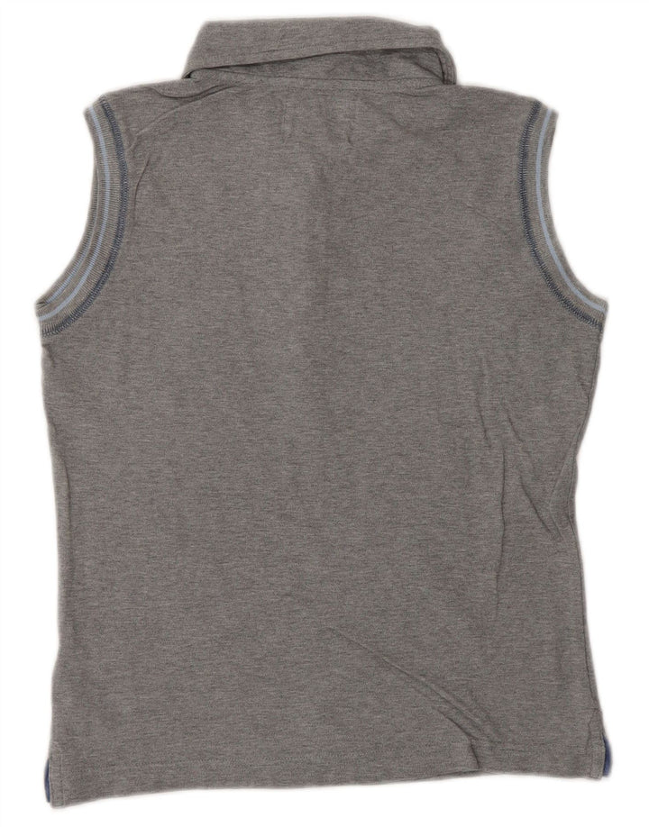 FILA Womens Crop ærmeløs poloshirt UK 10 Small Grey Bomuld