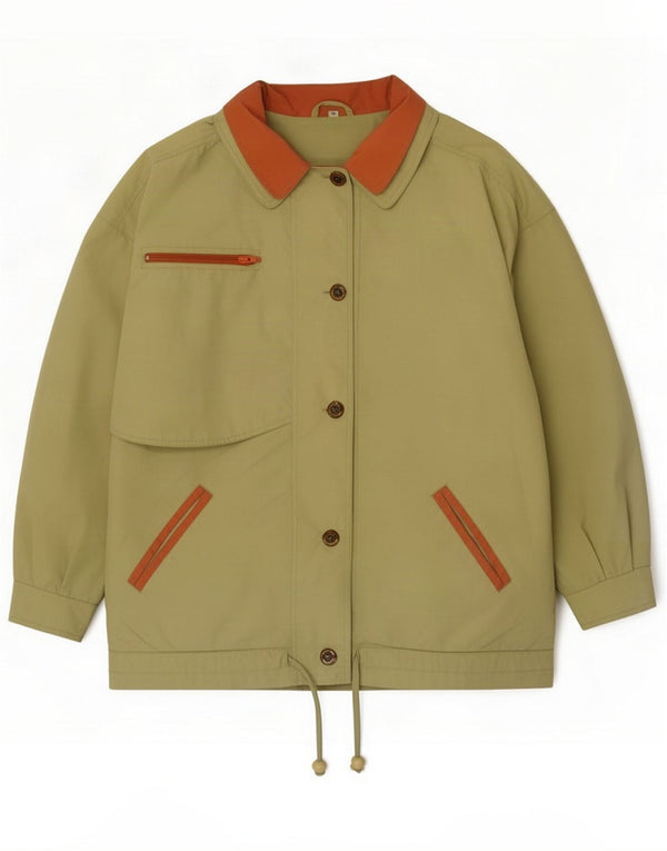 Vintage Womens Utility Jacket UK 18 XL Khaki Colourblock Polyester