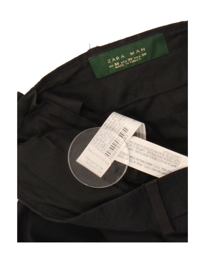 ZARA Lige Chinobukser til mænd EU 38 Small W30 L28 Sort Bomuld