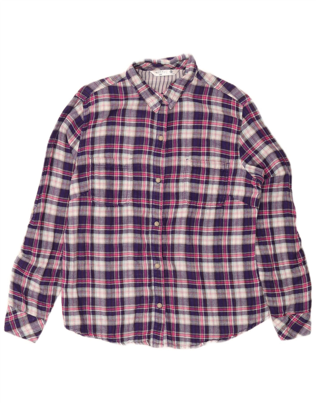 LEE Womens Riders Flannel Shirt UK 14 Medium Purple Ternet Bomuld