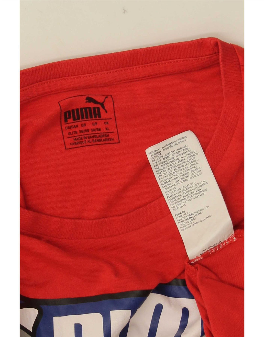 Puma Herre Grafisk T-Shirt Top XL Rød Bomuld