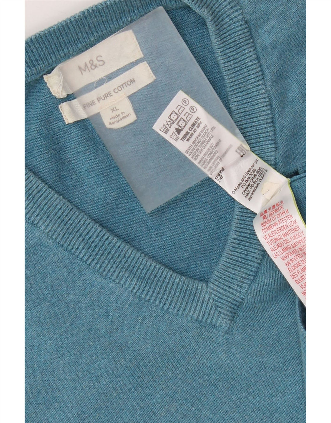 Marks & Spencer Herre V-hals sweater XL Blå Bomuld