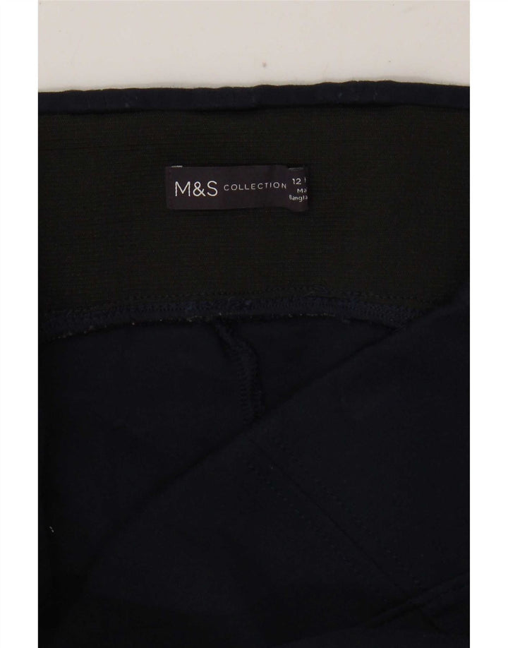 Marks & Spencer Womens Crop Leggings UK 12 Medium Navy Blue Viscose