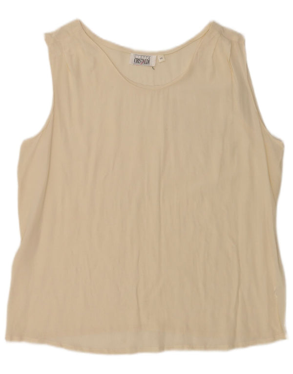 Cristaldi Dame ærmeløs bluse Top IT 50 XL Beige Silke