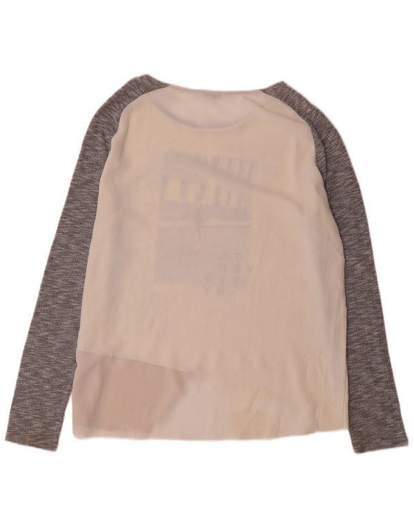 Zara Dame Grafisk Top Langærmet UK 16 Large White Colourblock