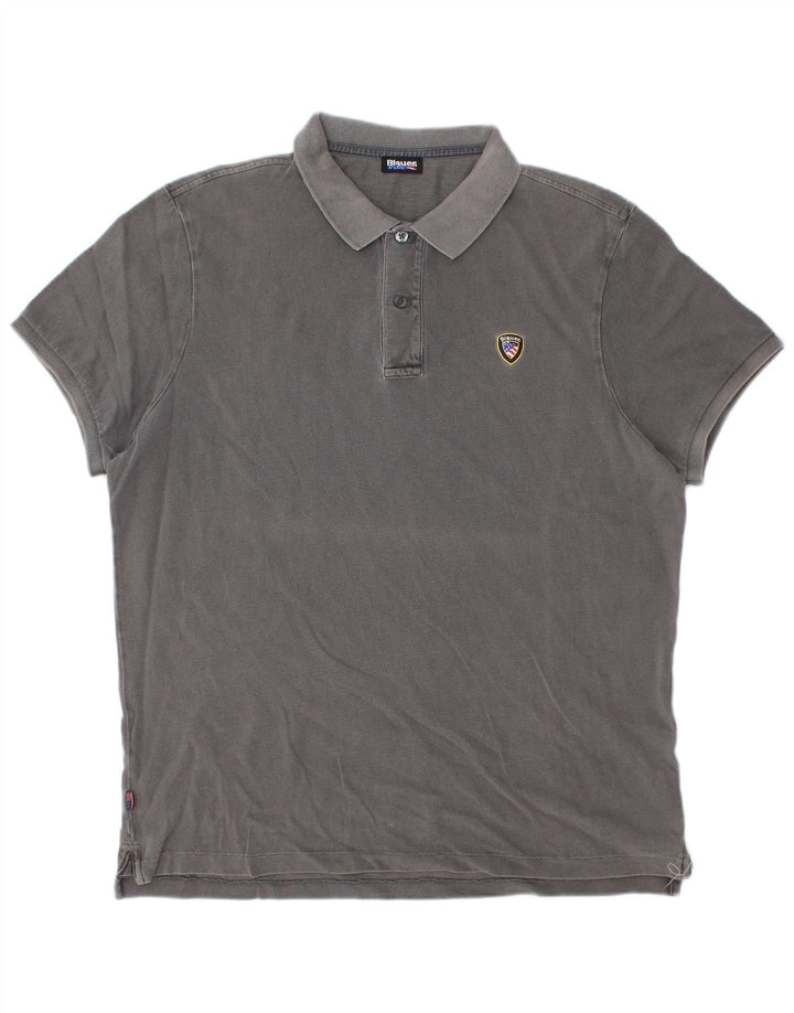 Blauer herre poloshirt 2XL grå bomuld