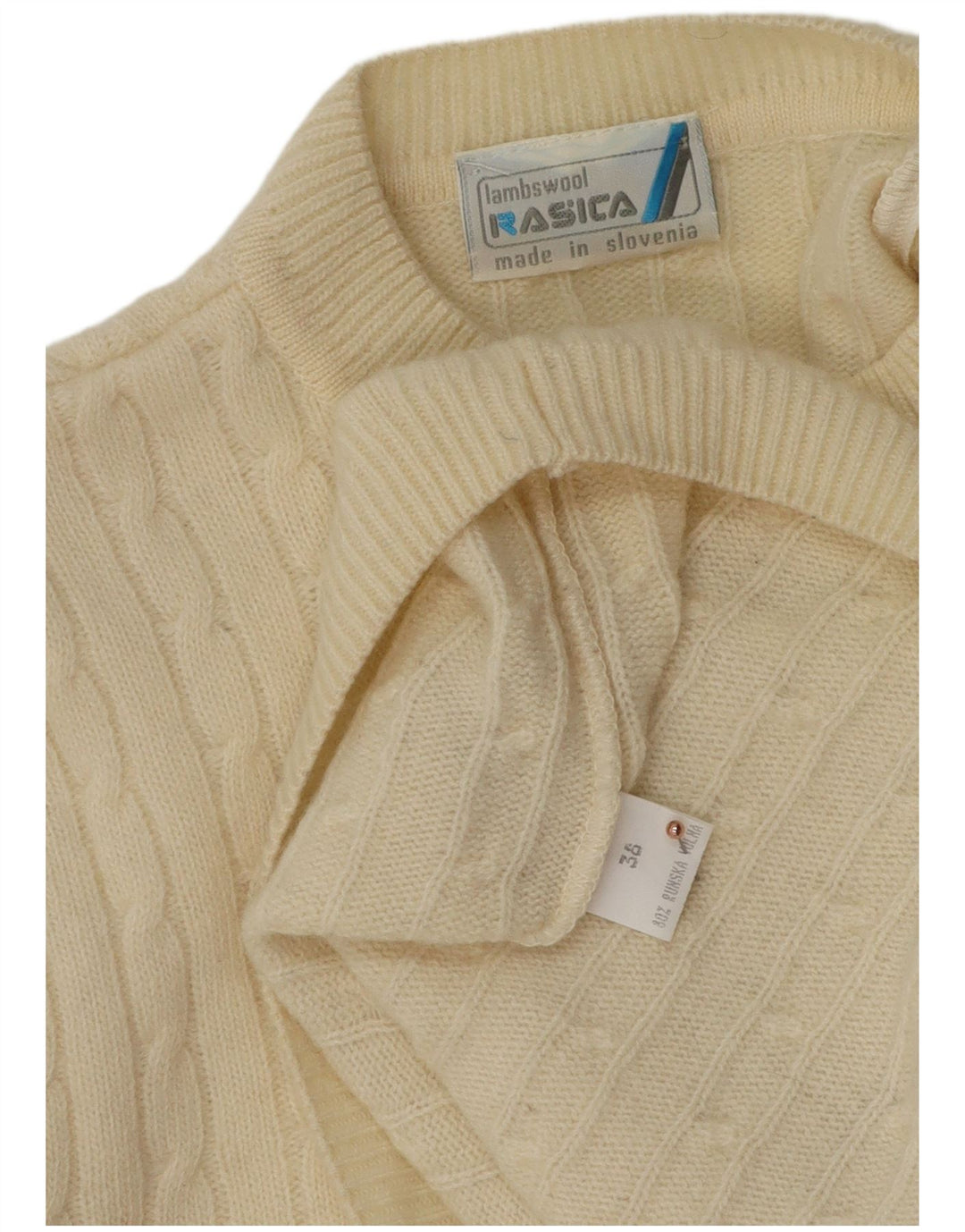 Rasica Dame sweater med rund hals EU 38 Medium Off White Lammeuld