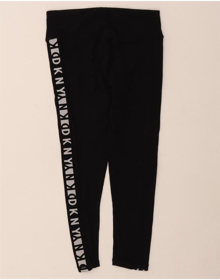 DKNY Womens Graphic Capri Leggings UK 12 Medium Black Cotton