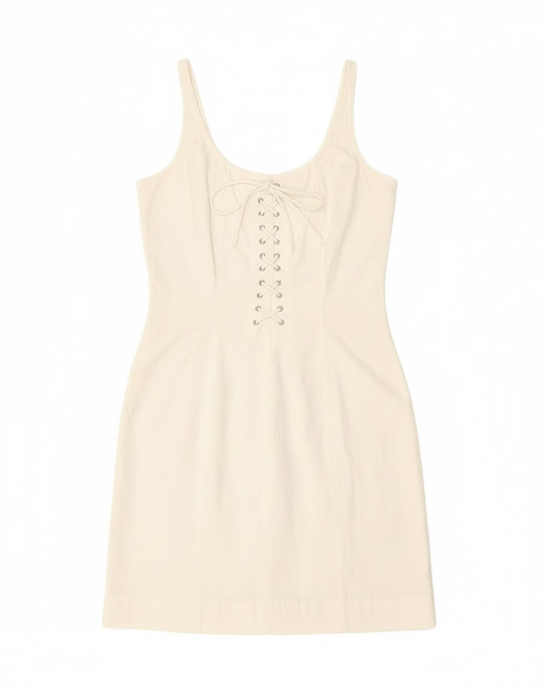 VINTAGE Womens Slip Dress UK 12 Medium Off White Cotton Vintage Vintage and Second-Hand Vintage from Messina Hembry 