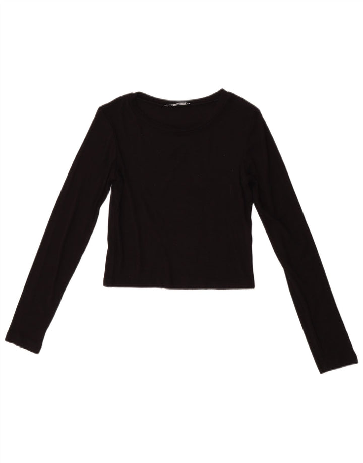 Zara Dame Crop Top Langærmet UK 8 Lille Sort
