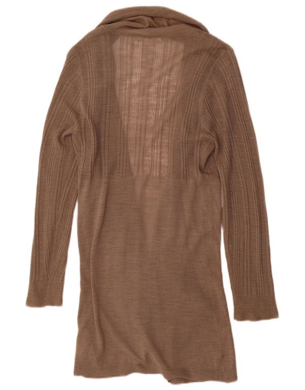 Marks & Spencer Dame Longline Open Cardigan Sweater UK 14 Medium Brown