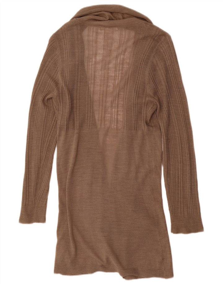 Marks & Spencer Dame Longline Open Cardigan Sweater UK 14 Medium Brown
