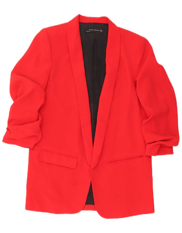 Zara Dame Blazer Jacket UK 14 Medium Rød Polyester Classic