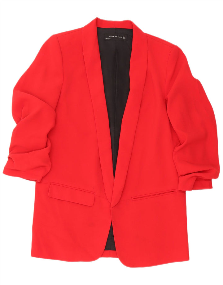 Zara Dame Blazer Jacket UK 14 Medium Rød Polyester Classic