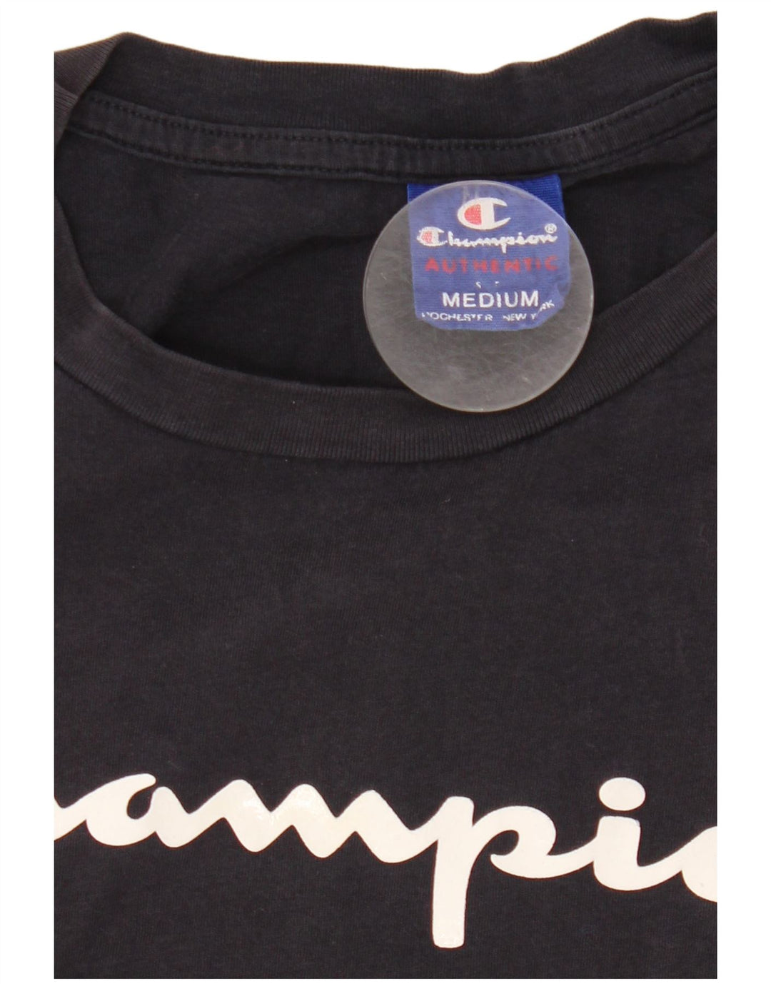 Champion Herre grafisk T-shirt Top Medium Marineblå Bomuld