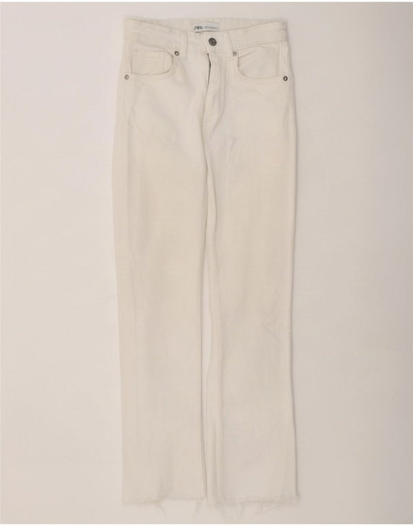 Zara Dame Straight Jeans EU 36 XS W26 L26 Hvid Bomuld