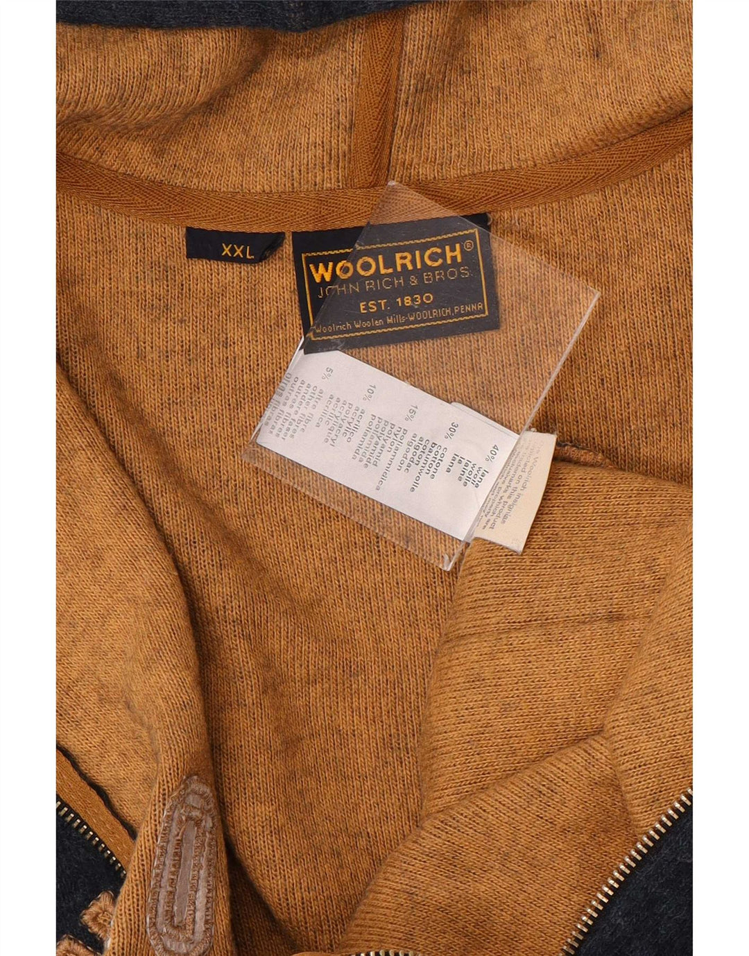Woolrich Herre grafisk hættetrøje med lynlås 2XL marineblå uld