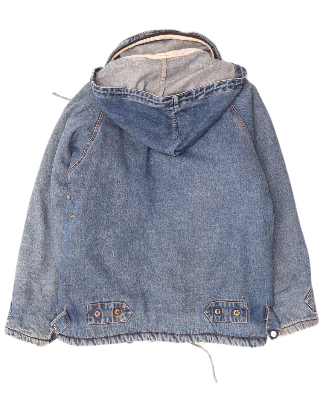 VINTAGE Herre Oversized denim Sherpa-jakke med hætte UK 36 Lille blå bomuld