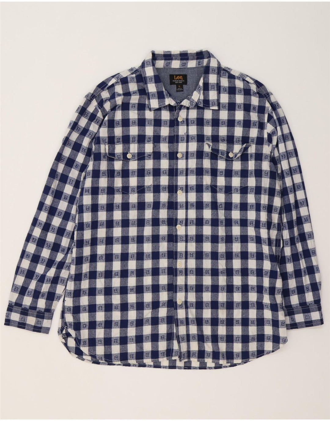 Lee Herre Loose Fit skjorte XL marineblå ternet bomuld