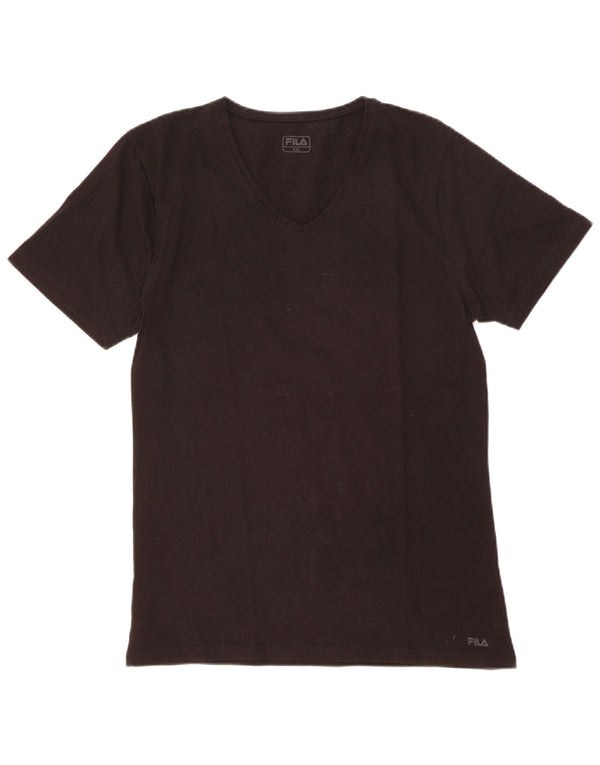 Fila Dame T-Shirt Top UK 20 2XL Sort Bomuld