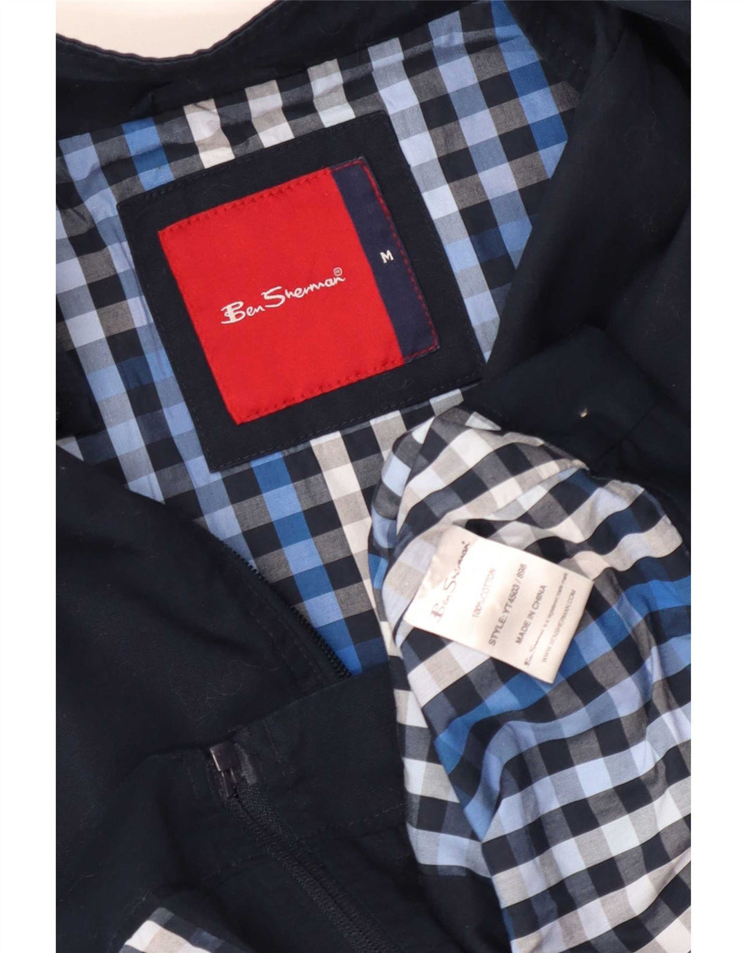 Ben Sherman Herre Bomber Jacket UK 38 Medium Navy Blue Bomuld