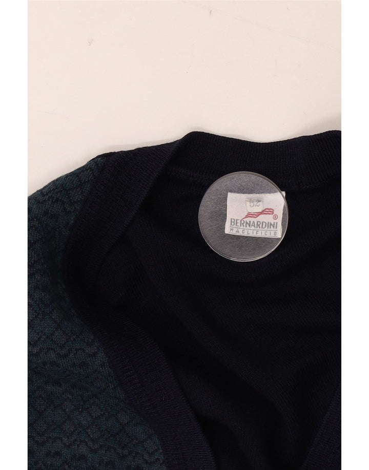 Bernardini Herre Ærmeløs Cardigan Sweater IT 52 Stor Marineblå Geometrisk