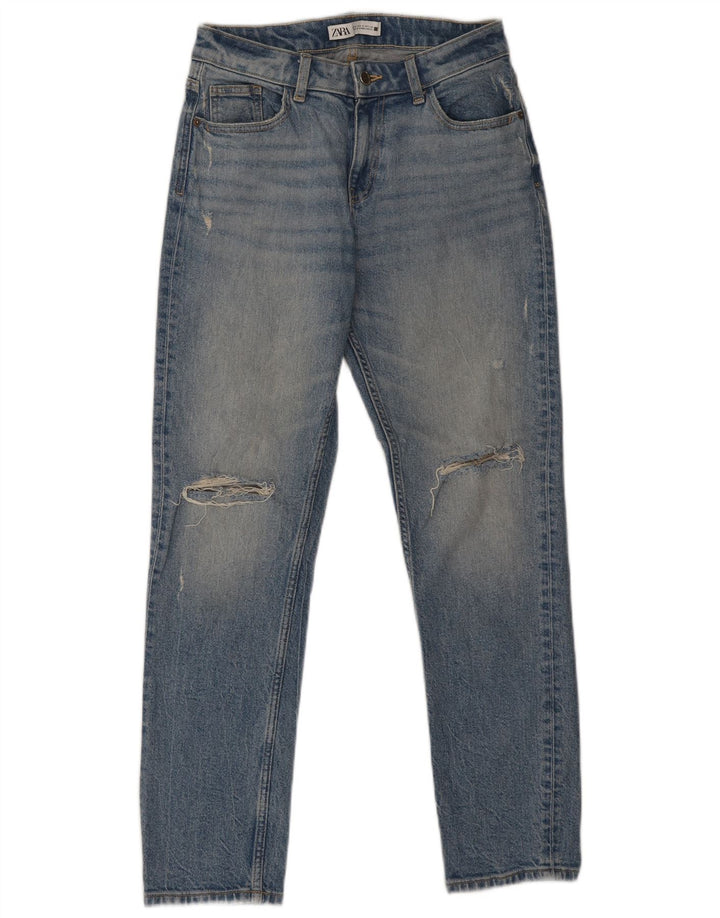 Zara Dame Distressed Slim Jeans EU 36 XS W26 L28 Blå