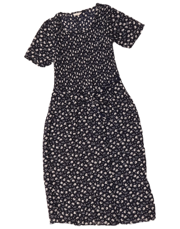 Vintage tekjole til kvinder UK 10 Small Navy Blue Floral
