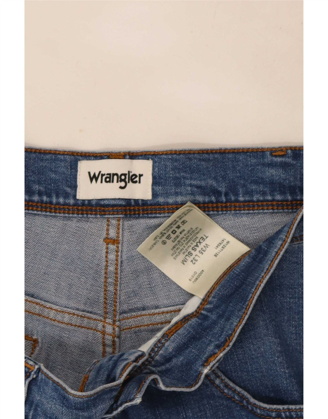 Wrangler Herre Texas Stretch Straight Jeans W35 L29 Blå Bomuld