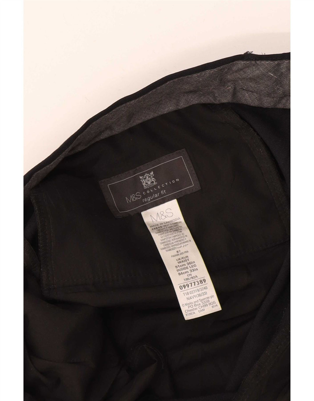 Marks & Spencer Herre Regular Fit Suit Bukser W36 L33 Marineblå polyester