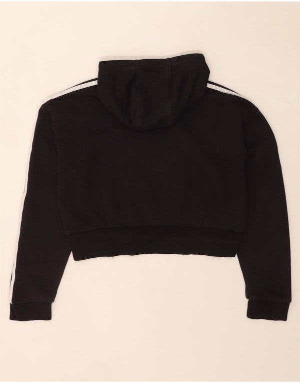 Adidas Girls Crop Graphic Hoodie Jumper 11-12 år Sort Bomuld