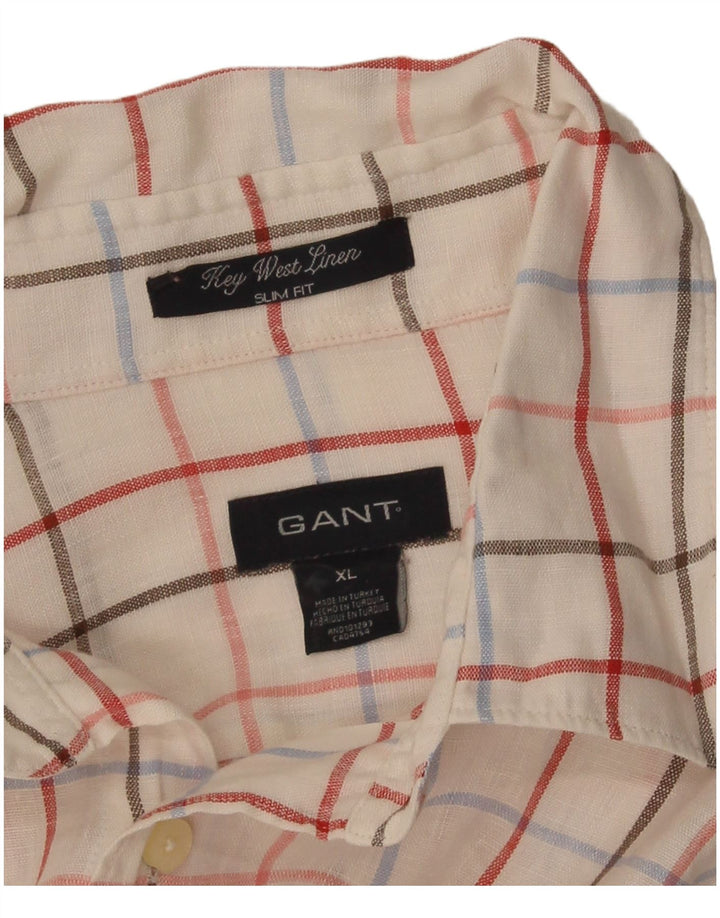 Gant herre Slim Fit skjorte XL hvid ternet linned