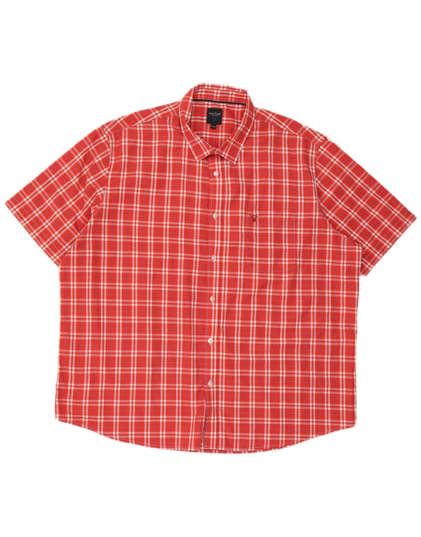 James Pringle kortærmet herreskjorte 2XL rødternet polyester