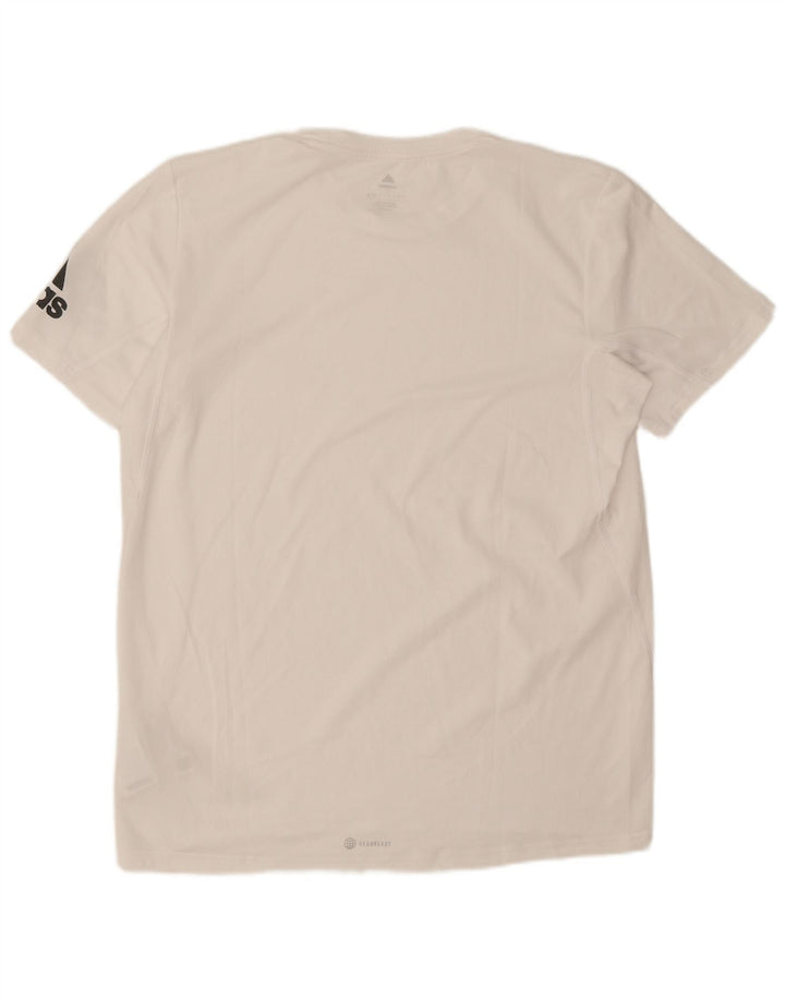 Adidas Herre Aeroready Grafisk T-Shirt Top Stor Hvid Polyester