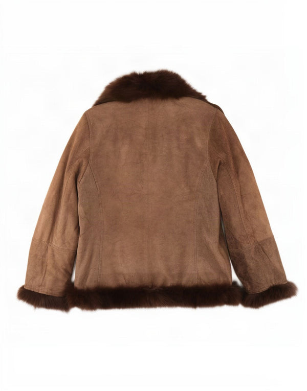 Vintage dame ruskindsjakke IT 52 2XL brunt læder