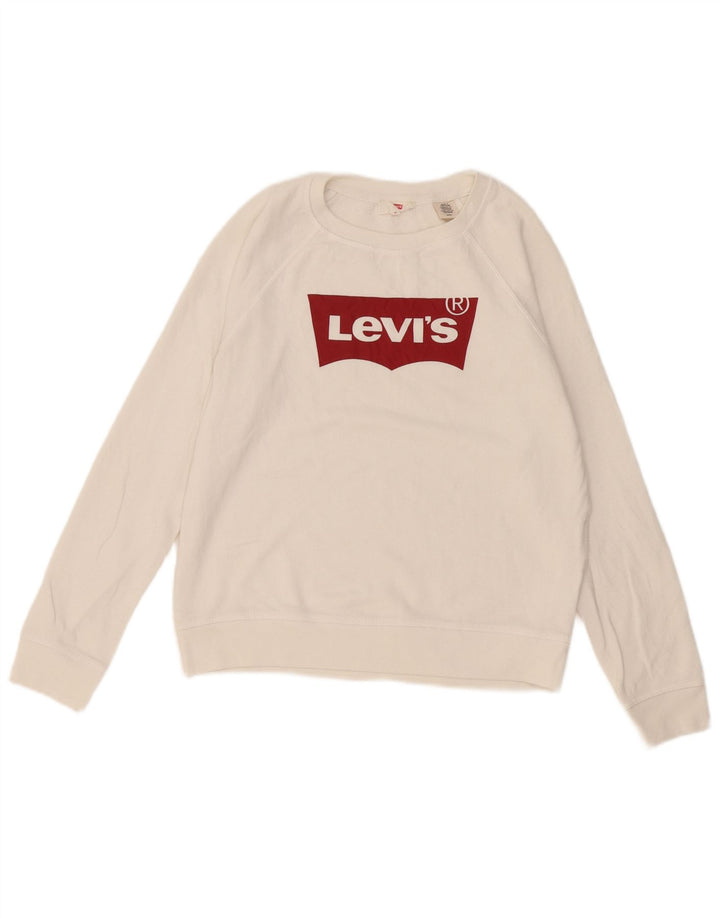 Levi's Womens Grafisk Oversized Sweatshirt Jumper UK 10 Small White
