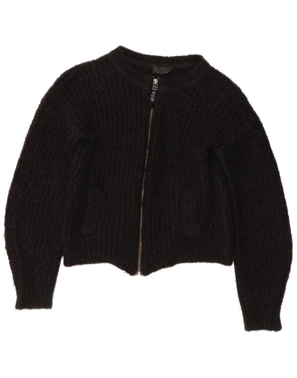 Topshop Dame Crop Cardigan Sweater UK 6 XS Sort Akryl