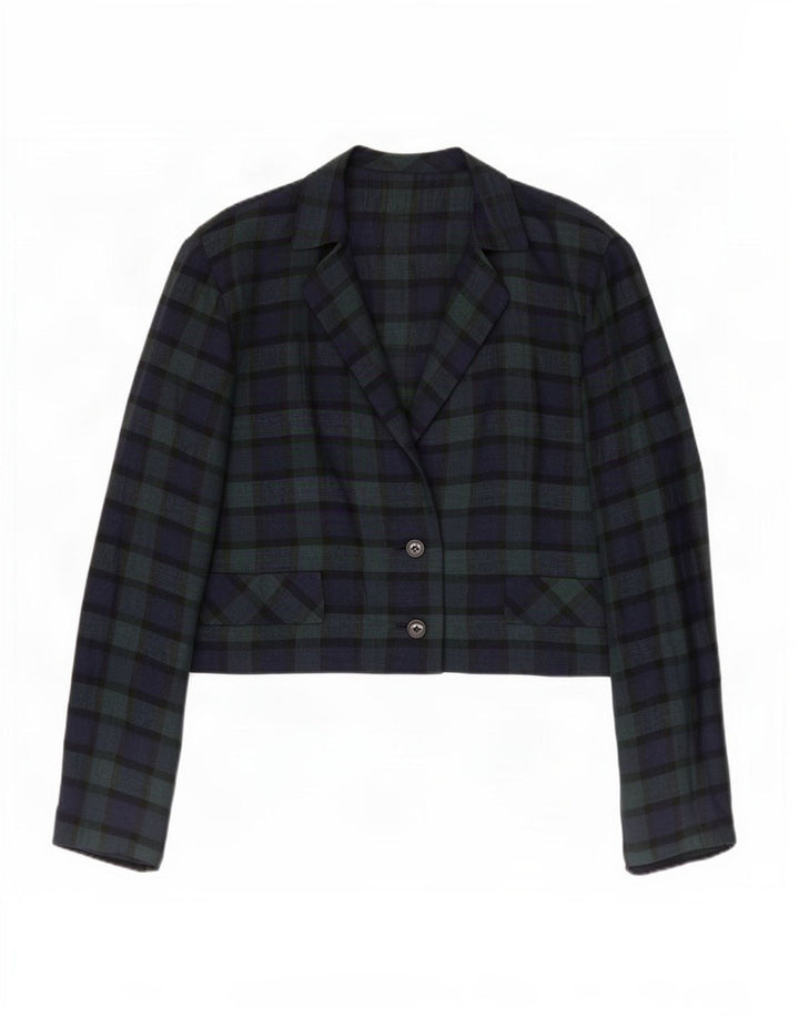 Vintage dame 2-knaps blazerjakke UK 14 Medium Green Check