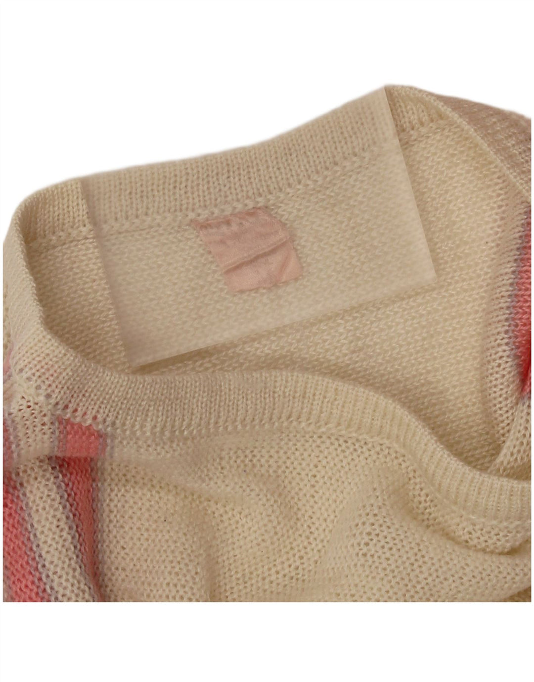 VINTAGE Dame Boat Neck Jumper Sweater UK 14 Medium Pink Colourblock