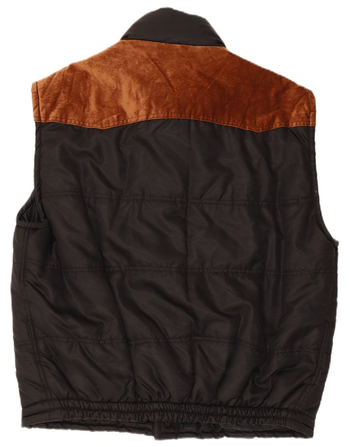 Vintage Polstret Gilet til mænd UK 40 Large Black Colourblock Polyester