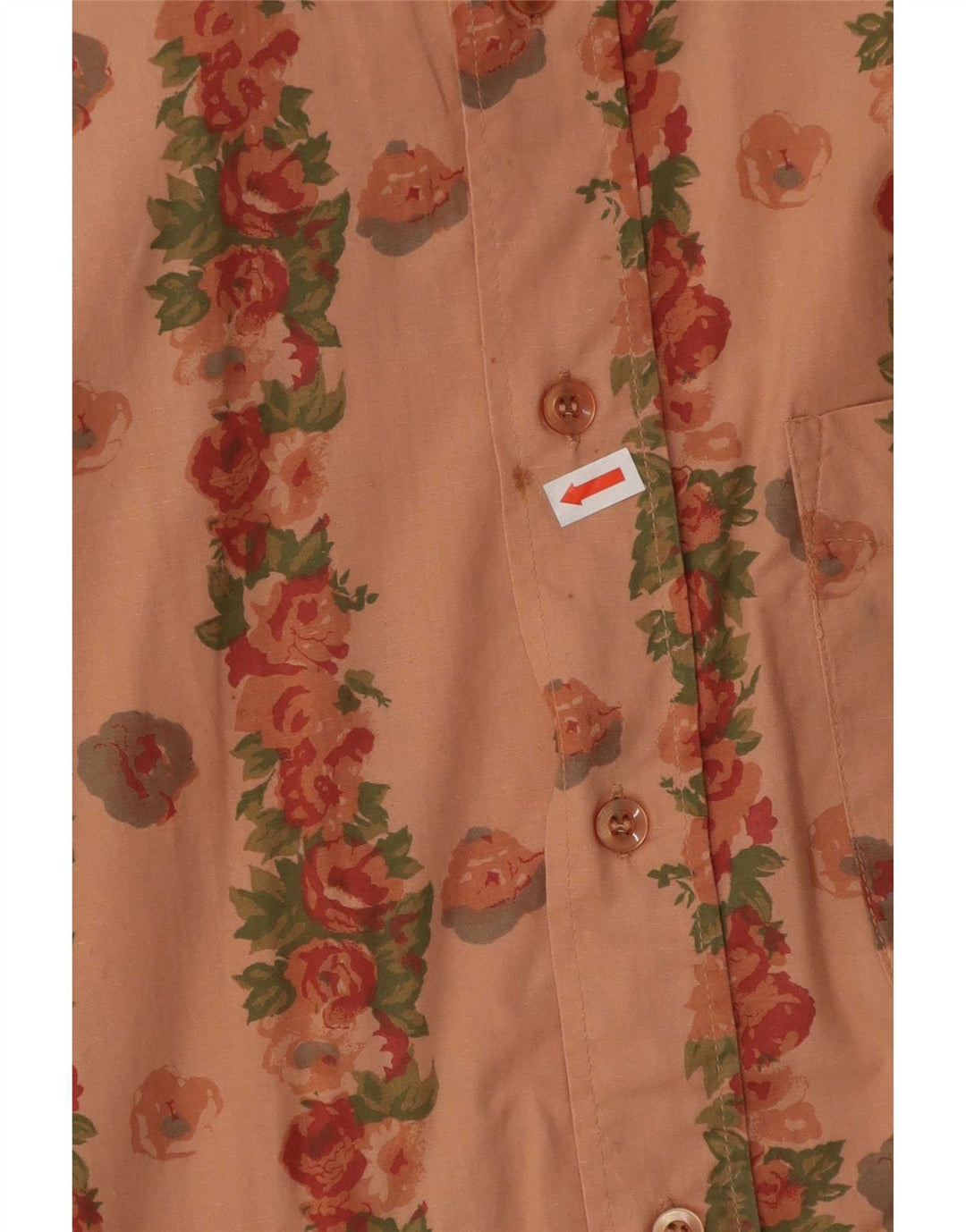 Vintage kortærmet herreskjorte Medium Pink Floral Bomuld